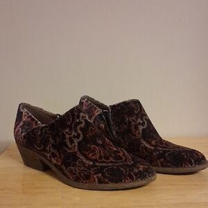 Lucky Brand Burgundy & Black Velvet Slip-On Mules